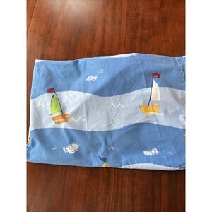 Pottery Barn Kids Crib Sheet Fish Sailboat Nautical Blue Red Yellow￼
